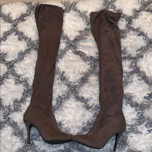 Over the knee high heel boots